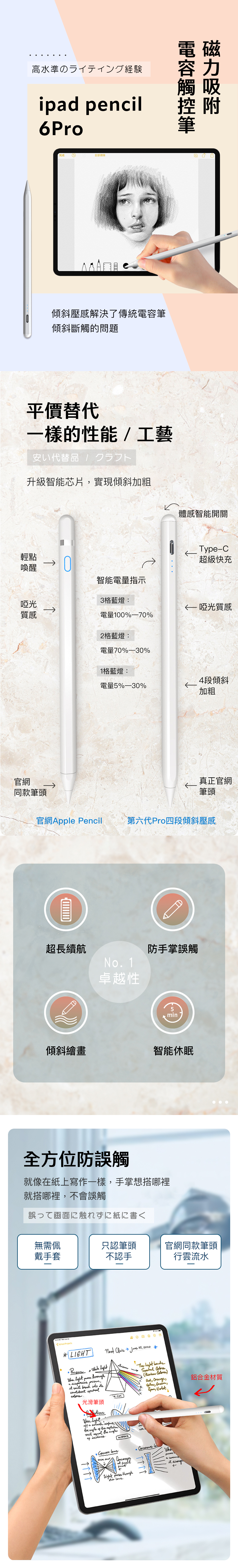 高水準のライティング経験ipd pencil6Pro電磁容觸吸控附筆完成全部擦除傾斜壓感解決了傳統電容筆傾斜斷觸的問題平價替代一樣的性能/工藝安い代替品 / クラフト升級智能芯片實現傾斜加粗體感智能開關輕點喚醒Type-C超級快充智能電量指示3格藍燈:啞光質感啞光質感電量100%—70%官網2格藍燈:電量70%—30%1格藍燈:段傾斜電量5%—30%加粗真正官網筆頭同款筆頭官網App Pencil第六代Pro四段傾斜壓感超長續航防手掌誤觸No1卓越性5min傾斜繪畫智能休眠全方位防誤觸就像在紙上寫作一樣手掌想搭哪裡就搭哪裡不會誤觸誤って画面に触れずに紙に書く無需佩只認筆頭官網同款筆頭戴手套不認手行雲流水e      The   Projects*\LIGHT   4   break  its   )Red  ,鋁合金材質, 光滑筆頭  a  ,the   the   the   le  a it light  the .